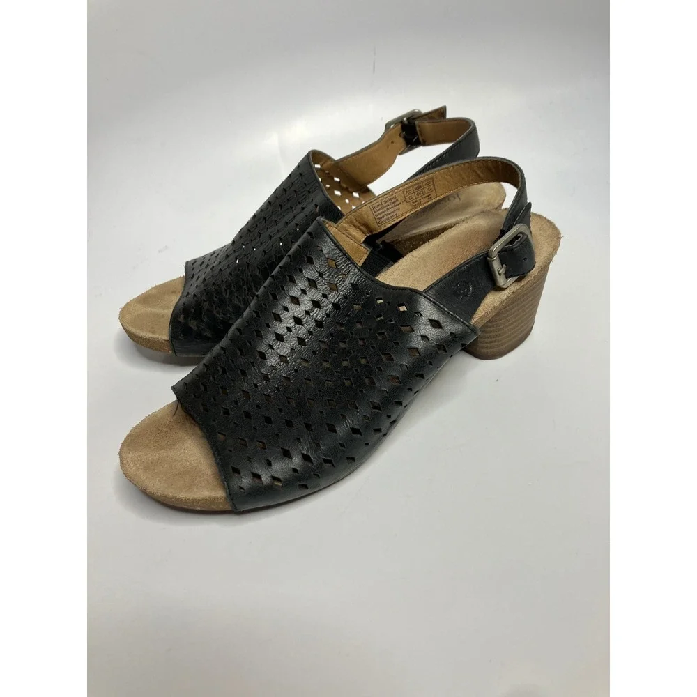 Josef Seibel black laser cut leather sandals women's size 39 8.5 business casual